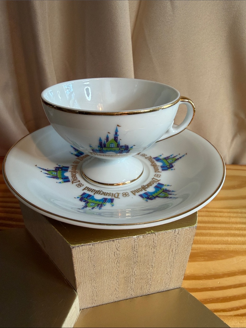 1970s Disneyland Demitasse Teacup & Saucer Set - Sleeping Beauty Castle Japan